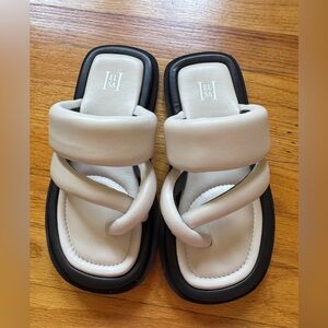 Revolve Helsa Studios Puffy Leather Slide Sandals Square Toe Strap